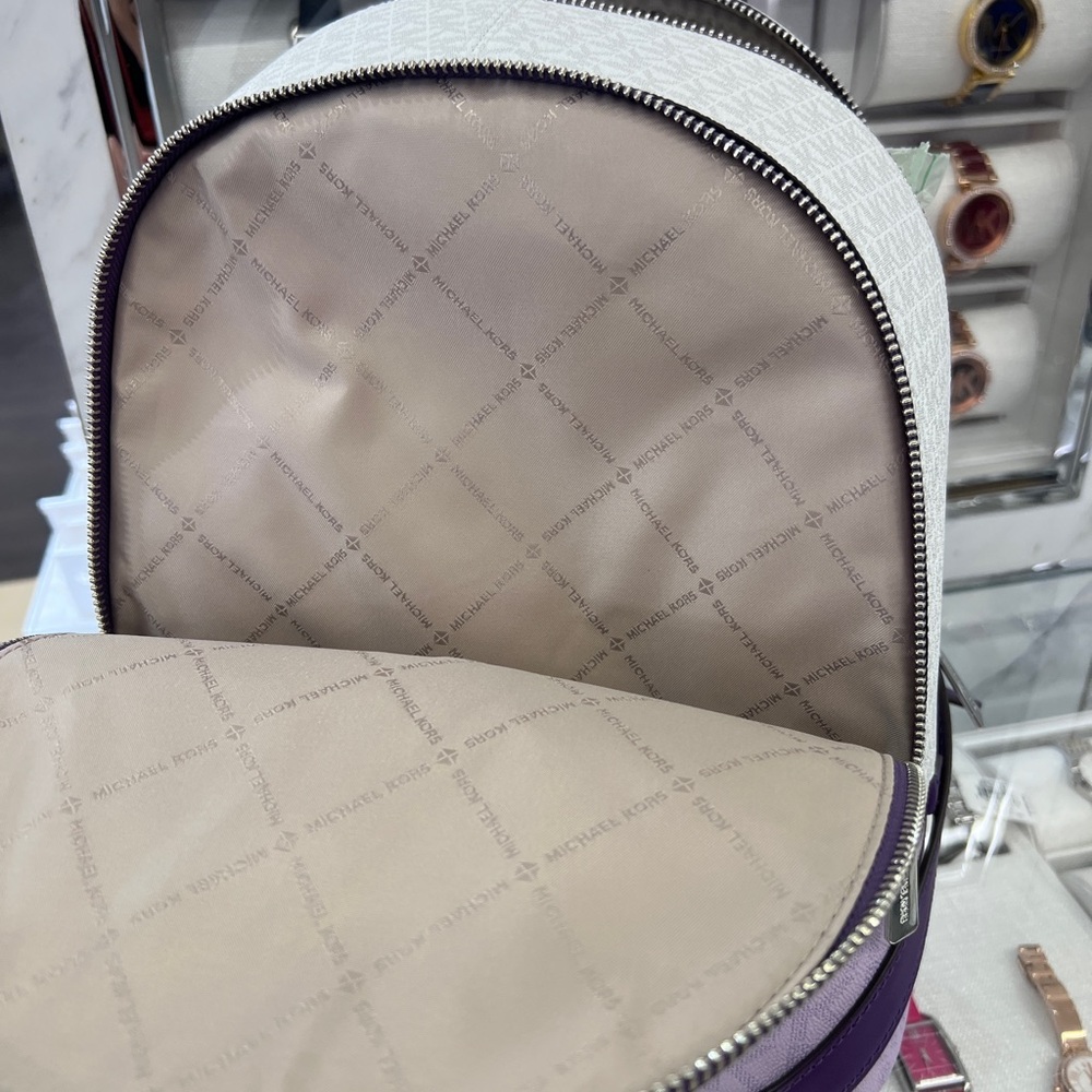 MICHAEL KORS Rhea Medium Color-Block Signature Logo Backpack - Picture 9 of 12